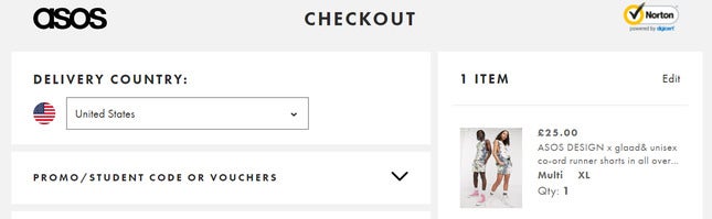 asos checkout page