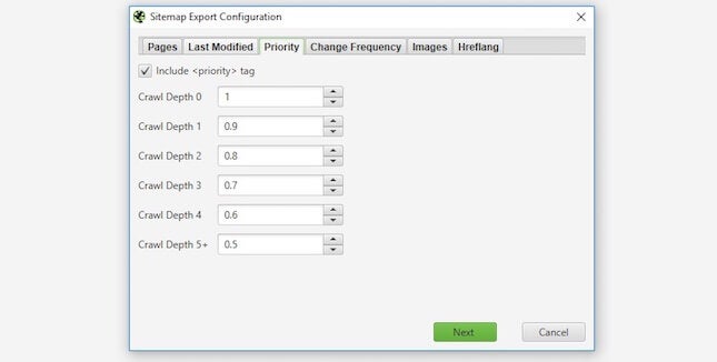 Configure page priority in Screaming Frog