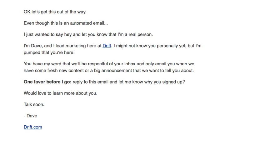 drift marketing email example