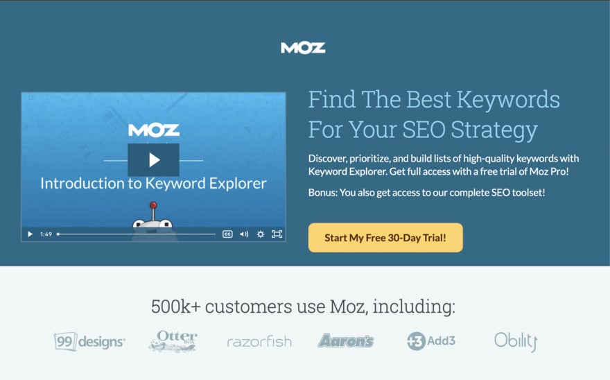 A screenshot of a page from Moz.com about keywords and SEO strategy