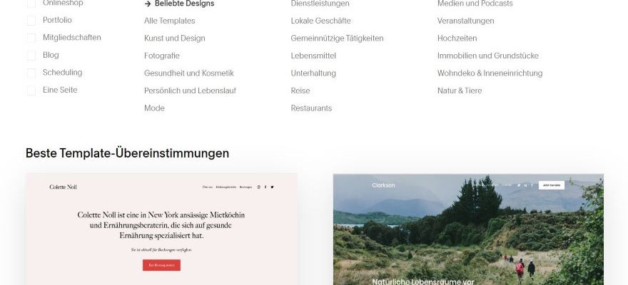 Squarespace Vorlagen