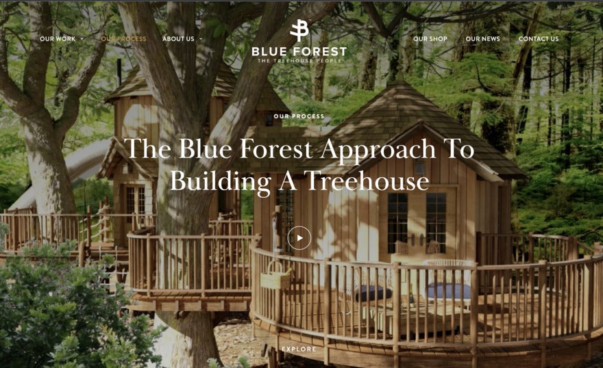 A fun photo of a large brown treehouse in a forest canopy