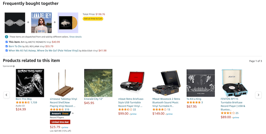 Amazon frequently bought together