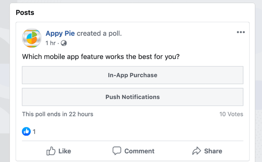 Appy Pie Facebook poll example