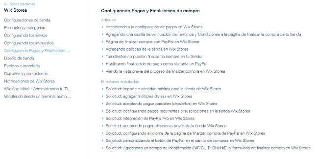 ayuda con la configuración de pagos en wix