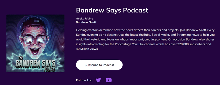 Bandrew Says podcast CTA screenshot