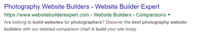 building online portfolio seo metadata example