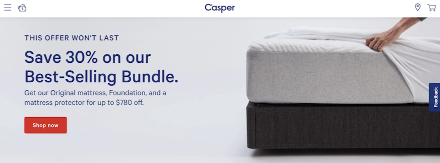 Casper homepage screenshot