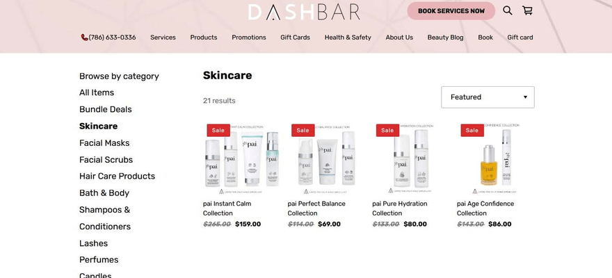 DashBar’s shop page allows the sorting and filtering of its products, for simpler navigation.