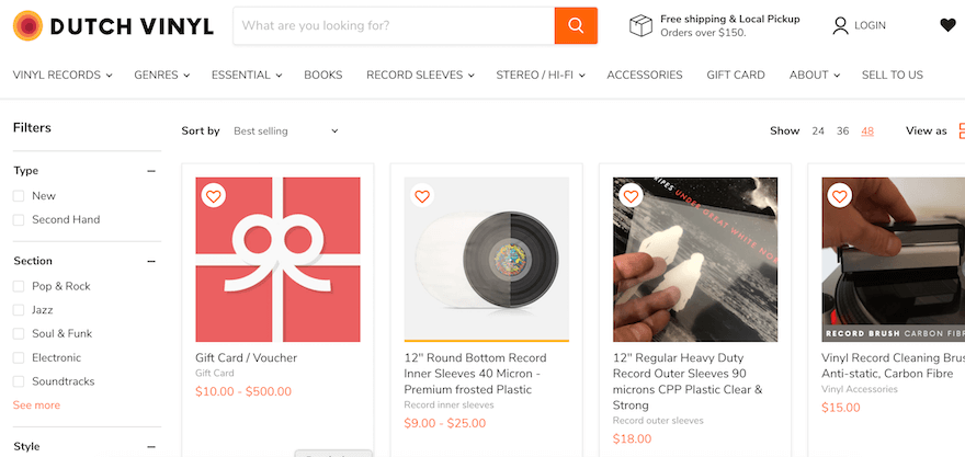 Dutch Vinyl Shopify store screenshot