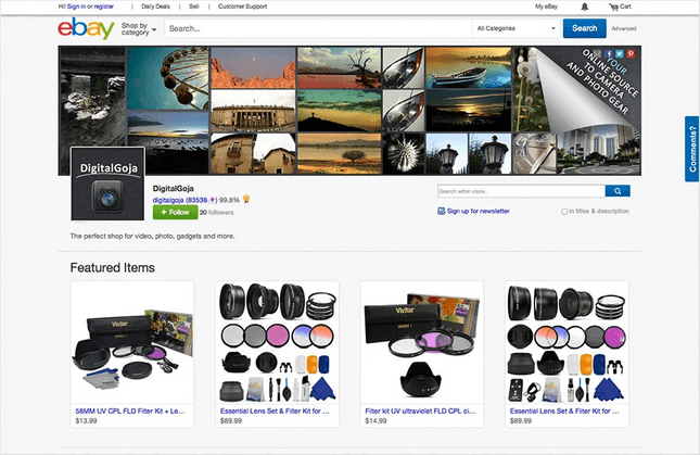Example of an eBay store