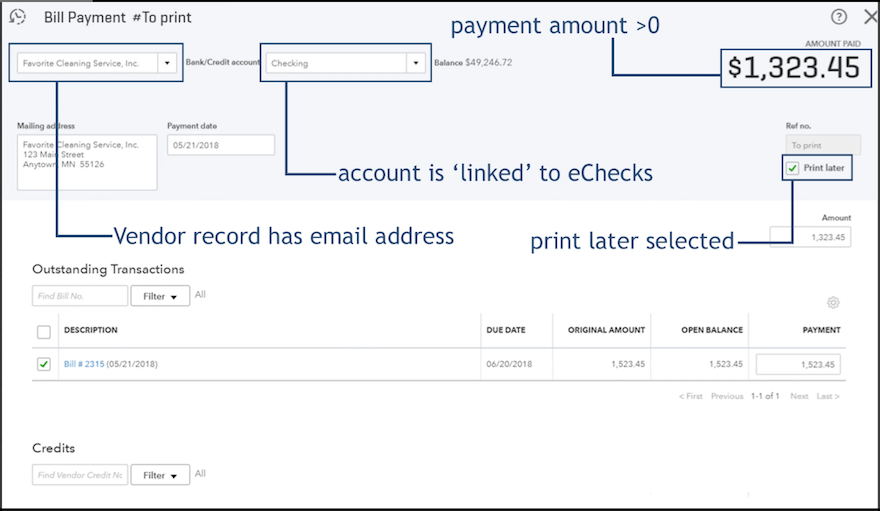 eChecks example