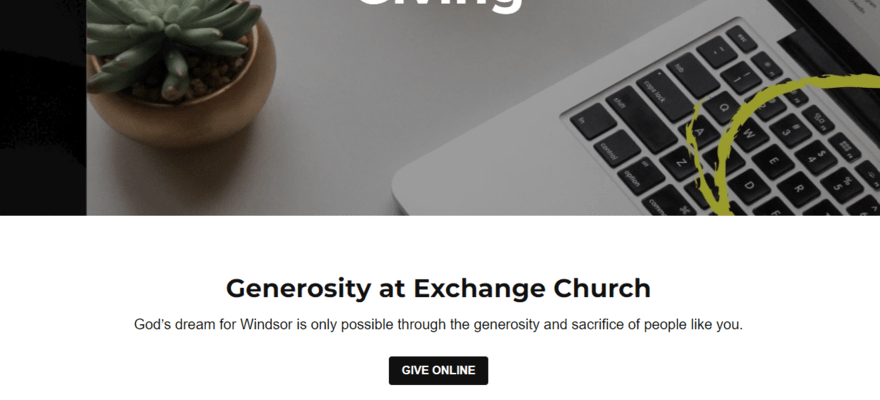 Donation page for a church website