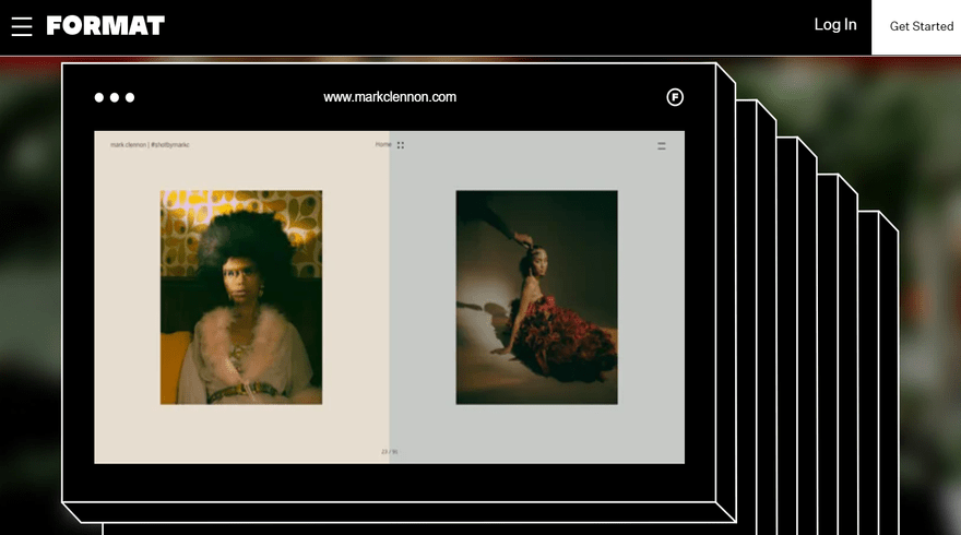 The homepage of website builder Format, displaying an example website