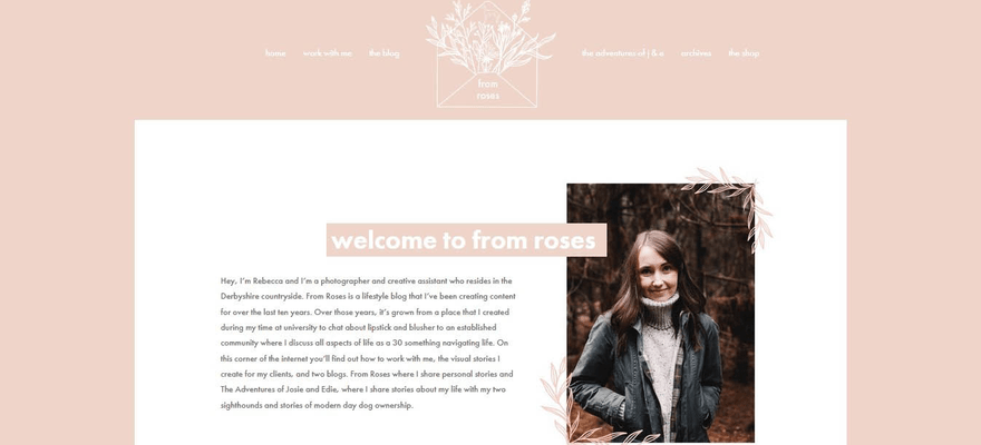 From Roses's author photo blends perfectly with the blog’s color scheme.