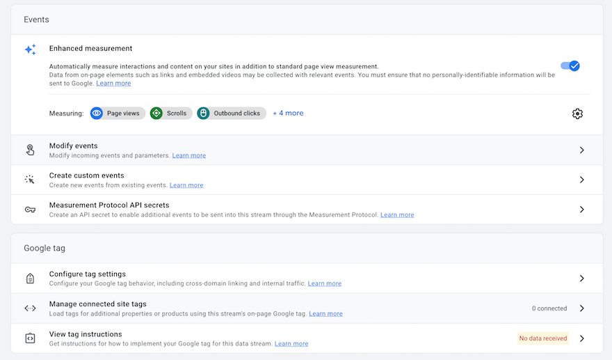 GA4 screenshot configure advanced settings