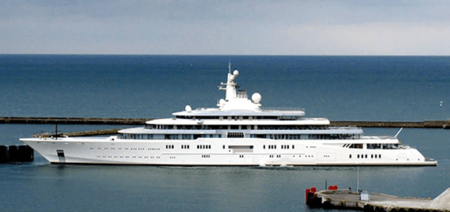 White Gigayacht in the sea