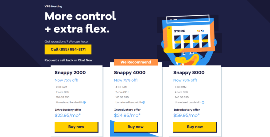 Pricing for HostGator's three VPS plans, featuring the key features of each plan