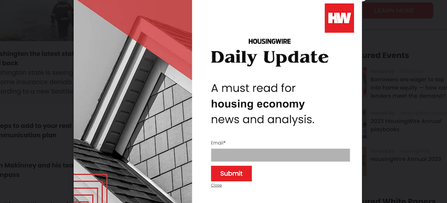 HousingWire real estate investor website screenshot 1