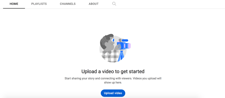 YouTube setup page where you can upload a video to get started