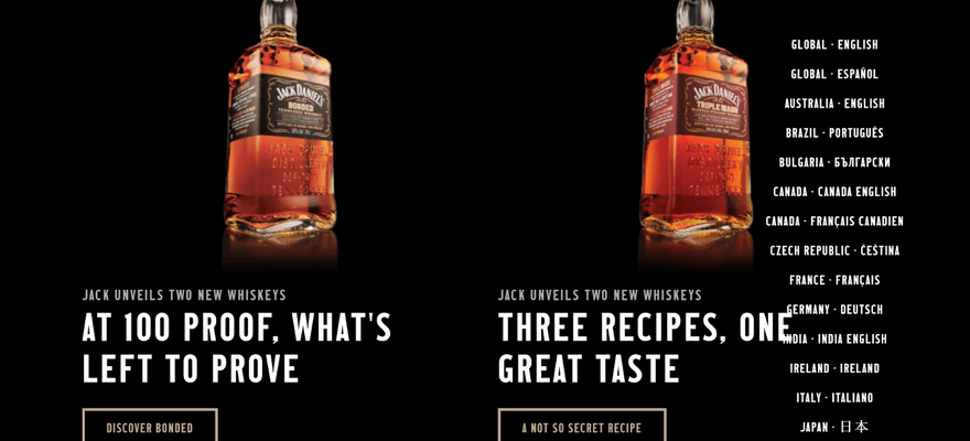 Jack Daniels region and language selector