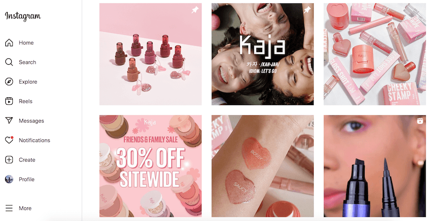 Kaja Beauty Instagram visual shopfront