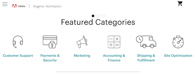 Magento Marketplace featured categories section