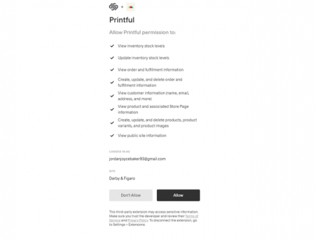 Printful Permissions