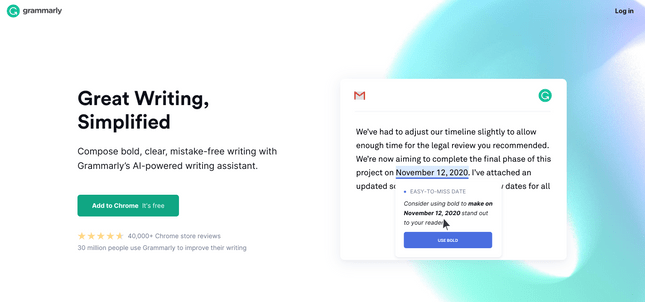 Grammarly homepage