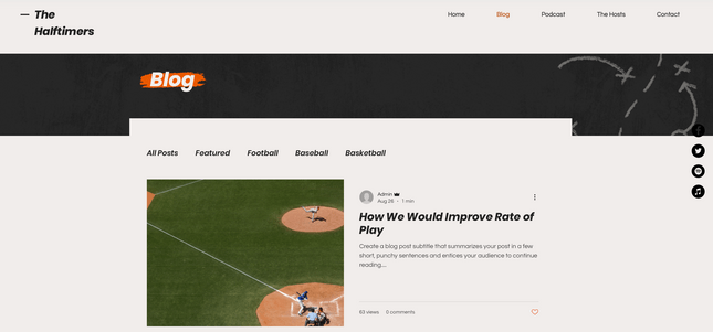 Wix Sports Template