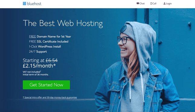 Bluehost homepage