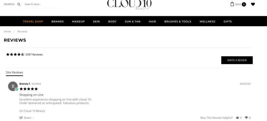 Cloud 10 Beauty website