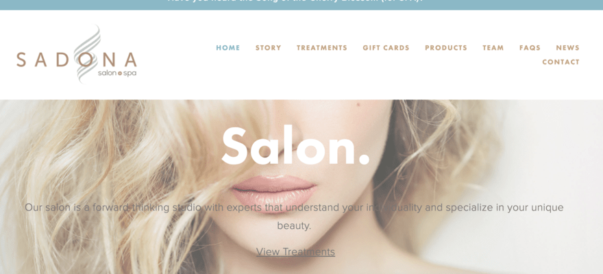 Sadona Salon and Spa website
