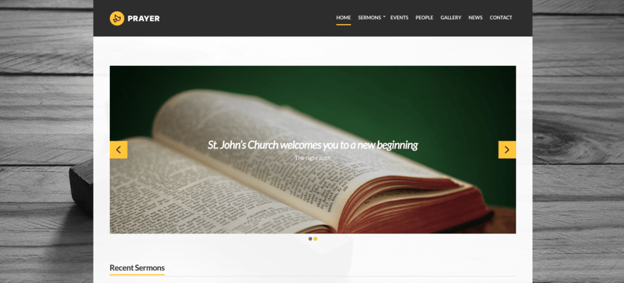 WordPress.org church website template homepage