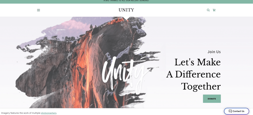 Unity template homepage by GoDaddy