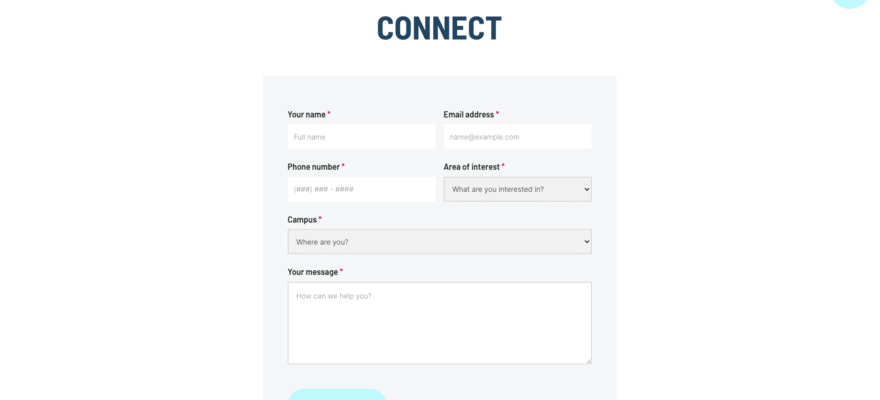 Contact form on Webflow church template