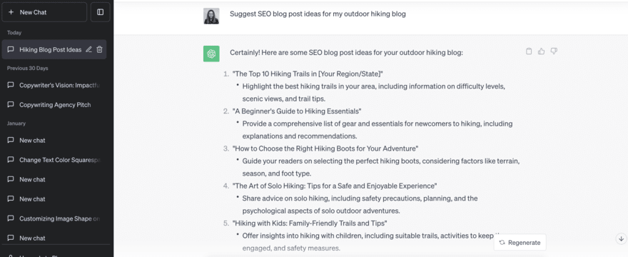 Using ChatGPT to generate blog post ideas