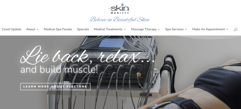 Skin Medispa website homepage