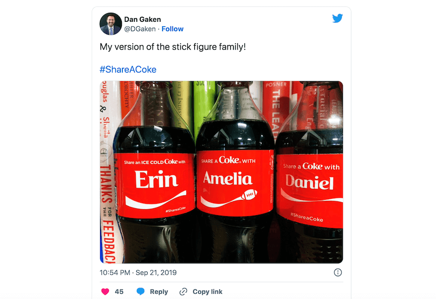 Share a Coke Twitter screenshot