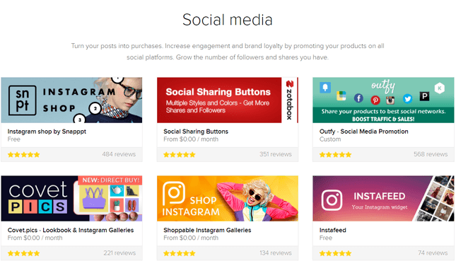 shopify aplicaciones de redes sociales