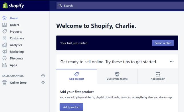 shopify editor screen