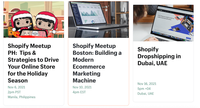 Shopify Events screenshot