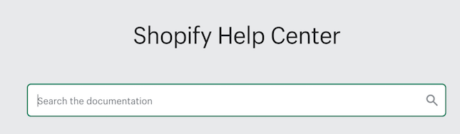 Shopify Help Center search bar