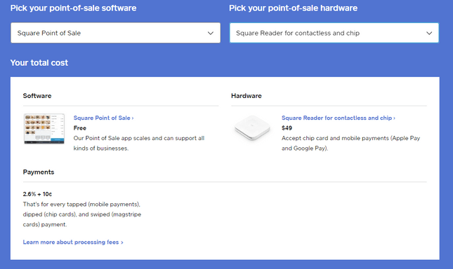 Square POS in person payments and hardware