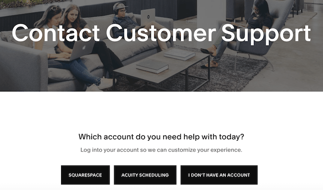 Squarespace Contact Customer Support page screenshot