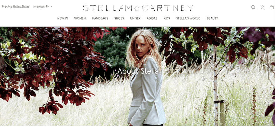 Stella McCartney About Us page screenshot