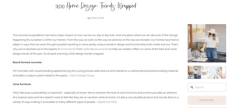 Styled Out West blog posts are simple and distraction-free.