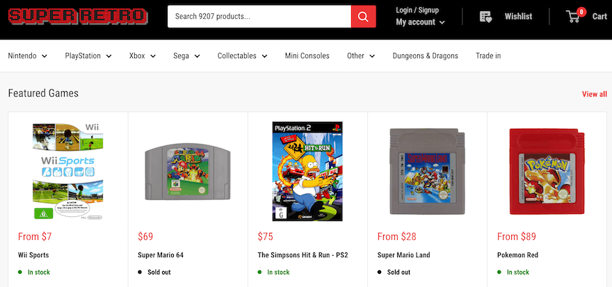 Super Retro featured games product gallery