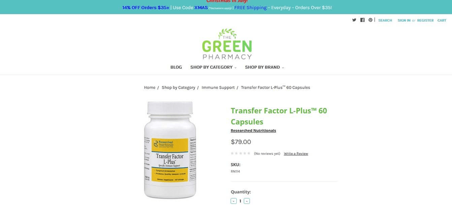 The Green Pharmacy’s product page is clean and simple.