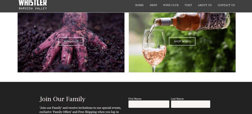 Whistler Wines uses a newsletter signup form to cultivate an engaged email list.